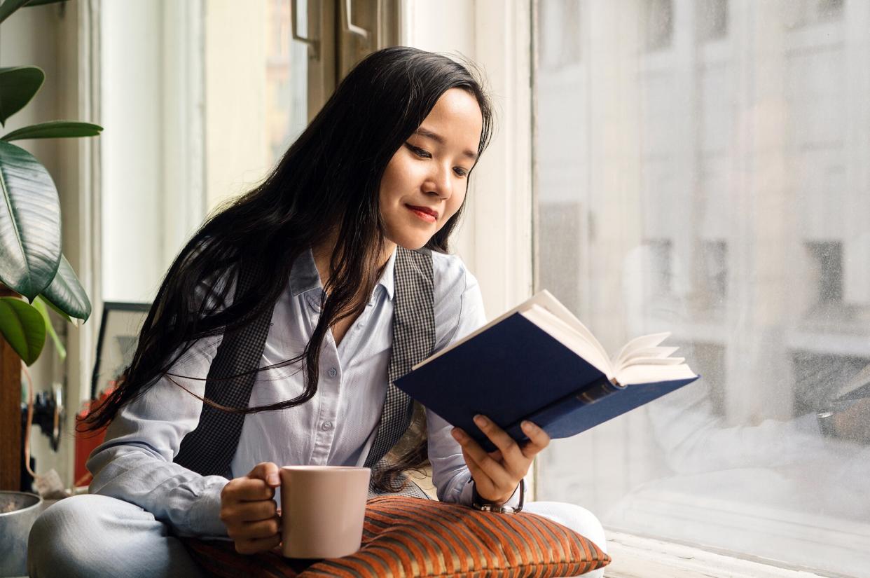 person reading book