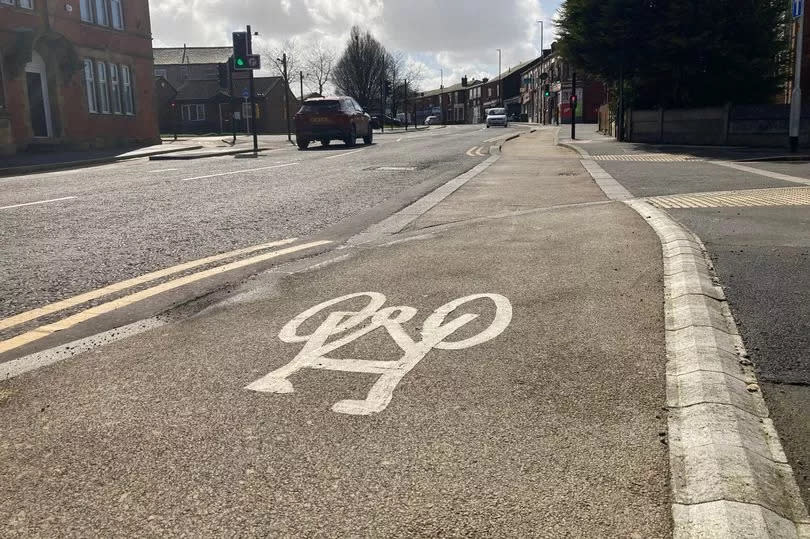 The new cycle lane running through Castleton village centre