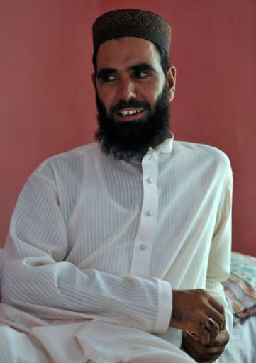 Pakistani cleric Hafiz Khalid Chishti, the Imam of a local mosque, looking on during an interview with AFP in Mehrabad, a suburb of the capital Islamabad on August 24. Pakistani police have arrested the cleric on suspicion of planting evidence against a Christian girl accused of blasphemy