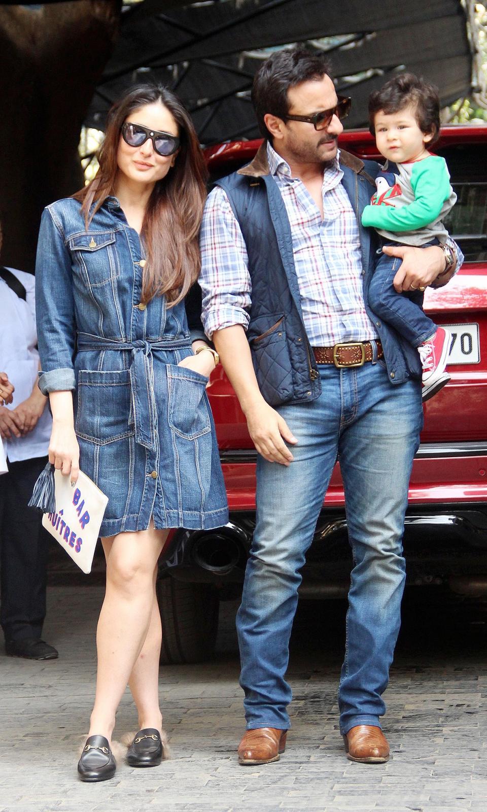 Taimur Ali Khan with mom Kareena and daddy Saif.