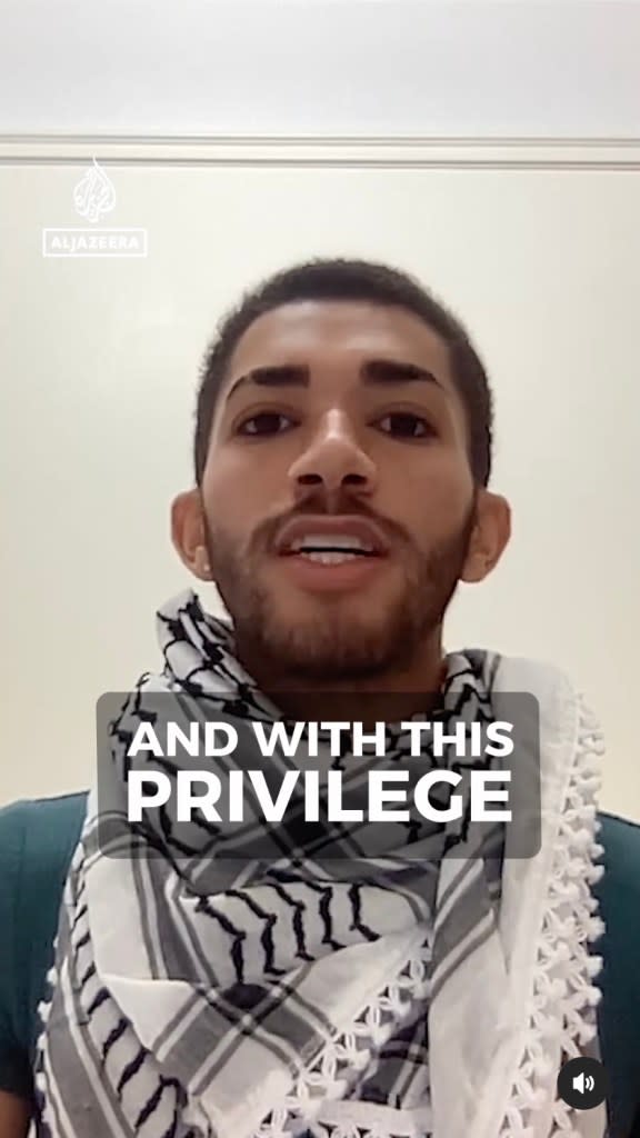 Cameron Jones, 19, is a member of the Jewish Voice for Peace and says he will fight to his “dying breath” for the Palestinians. He appeared in a video on Al Jazeera earlier this year. Al Jazeera English / Instagram