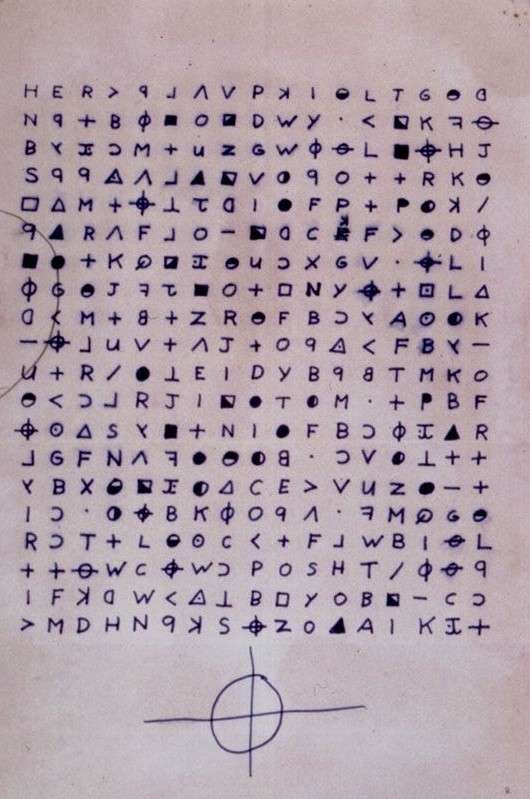 美國加州黃道帶殺手（Zodiac Killer）1969年11月8日寄出的「340密碼文件」（340 cipher）（Wikipedia / Public Domain）