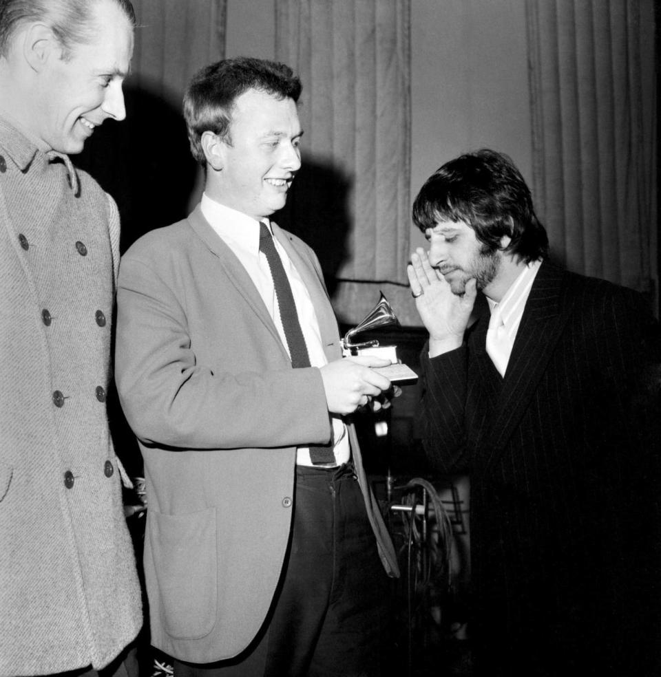 On March 6, 1968, Martin and Starr posed with Emerick (centre), who had earned a Grammy for Sgt Pepper’s (Alamy)