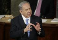 Israeli Prime Minister Benjamin Netanyahu addresses a joint meeting of Congress in the House Chamber on Capitol Hill in Washington, March 3, 2015. REUTERS/Gary Cameron