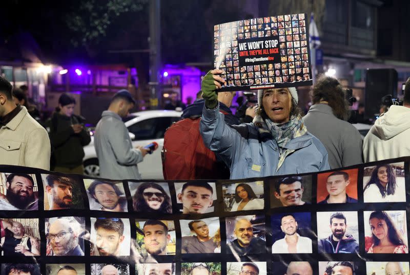 Protest to call for the immediate release of hostages kidnapped during the deadly attack October 7 by Palestinian Islamist group Hamas, in Jerusalem