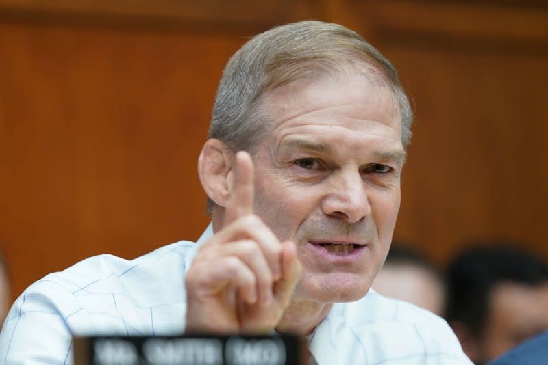 House Judiciary Committee Chair Jim Jordan, R-Ohio, will lead the hearing where he and fellow Republicans seek to grill Merrick Garland on what they perceive as biased rulings from the Justice Department. File Photo by Bonnie Cash/UPI