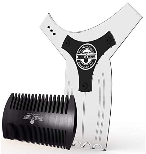 Grow Alpha Beard Beard Shaping Tool with beard comb; best beard shaping tools