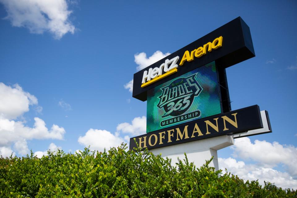 The Hoffmann Family of Cos. owns the Hertz Arena.