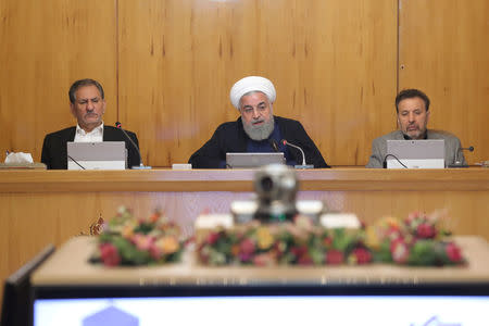 Iranian President Hassan Rouhani speaks during a cabinet meeting in Tehran, Iran, May 29, 2019. Official President website/Handout via REUTERS