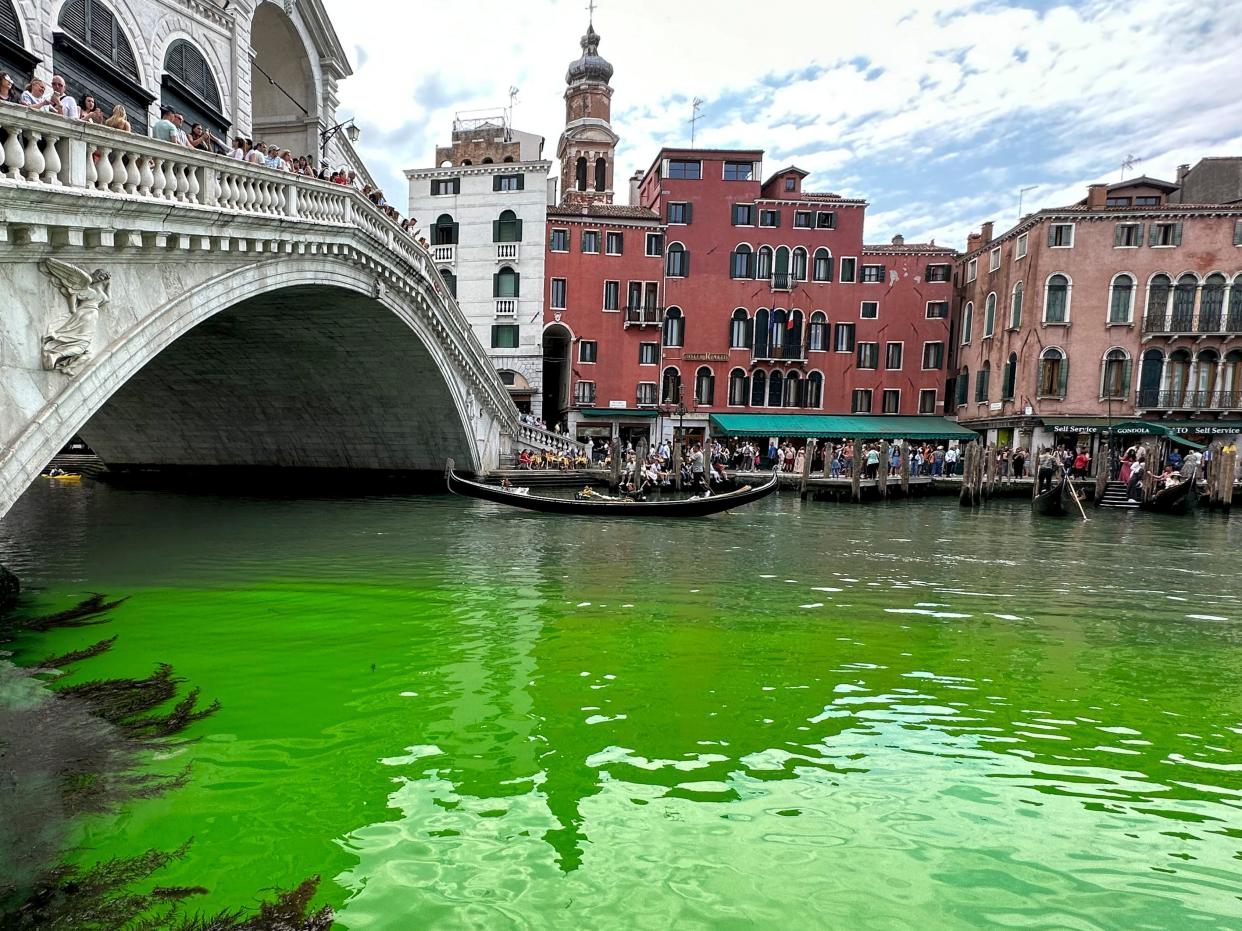 Italian green canal Venice