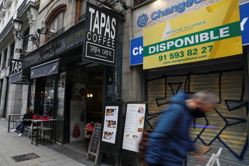 Closed-down businesses in central Madrid