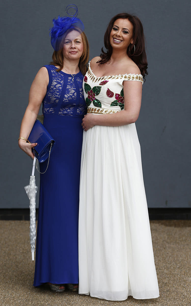 Minis might have dominated at Aintree on Ladies Day, but Michelle Ryan and Kelly Worthington stood out for all the right reasons in their elegant maxi dresses.