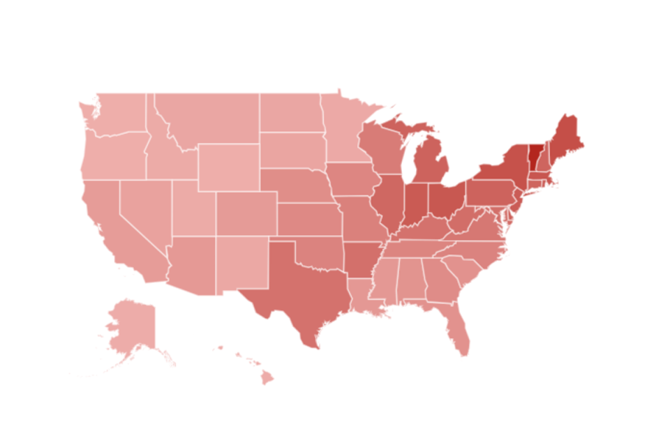 Search interest for ‘blind’ and ‘eye damage’ was concentrated to the Sun’s path of totality during the solar eclipse on 8 April, 2024 (Google Trends/ The Independent)