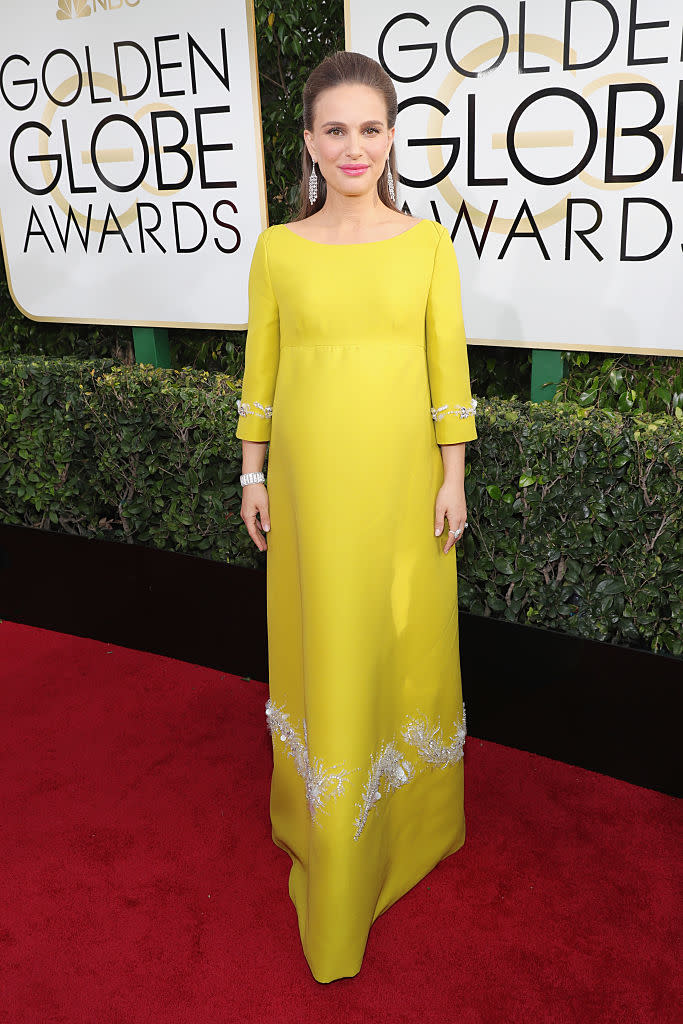 Natalie Portman wore a Prada gown. (Photo: Getty Images)