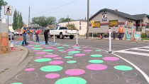 Calgary community tests traffic-calming polka dots