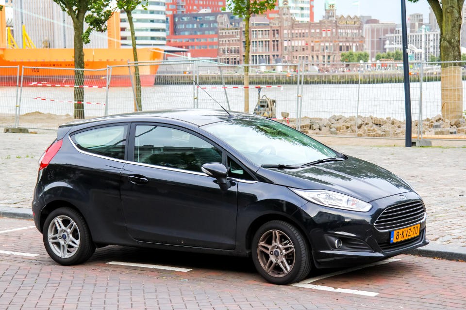 Rotterdam, Netherands - August 9, 2014: Motor car Ford Fiesta is parked at the city street.