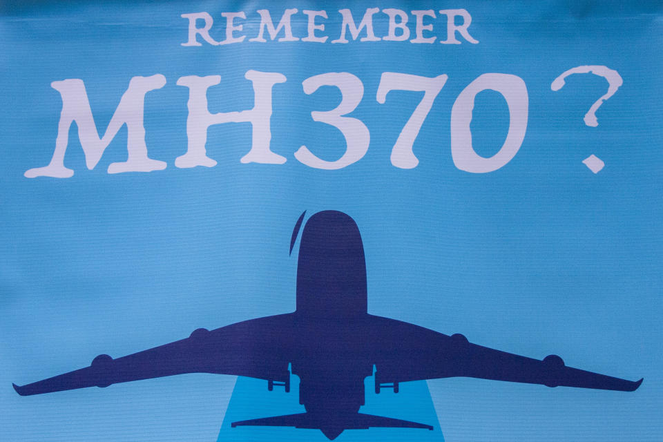 PUBLIKA, KUALA LUMPUR, KL, MALAYSIA - 2018/03/03: A MH370 poster seen at the 4th Annual MH370 Remembrance event. 

Hundreds of people had gathered at the Remember MH370? Its Not History, Its Our Future is the 4th Annual MH370 Remembrance event organised by VOICE370 the MH370 Family Support Group held at Publika, Kuala Lumpur on 3rd March 2018. The purpose of the event is to gather the people to stand in solidarity and commemorate 4 years since tragedy of MH370 disappeared from the blue sky with the loss of 239 lives on 8th March 2014. (Photo by Faris Hadziq/SOPA Images/LightRocket via Getty Images)