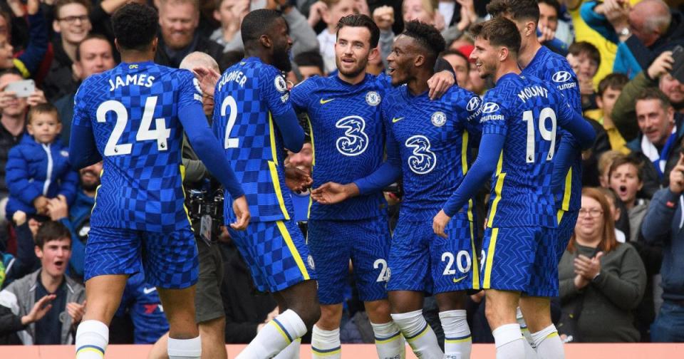 Callum Hudson-Odoi celebrates a goal with his Chelsea teammates. Credit: Alamy