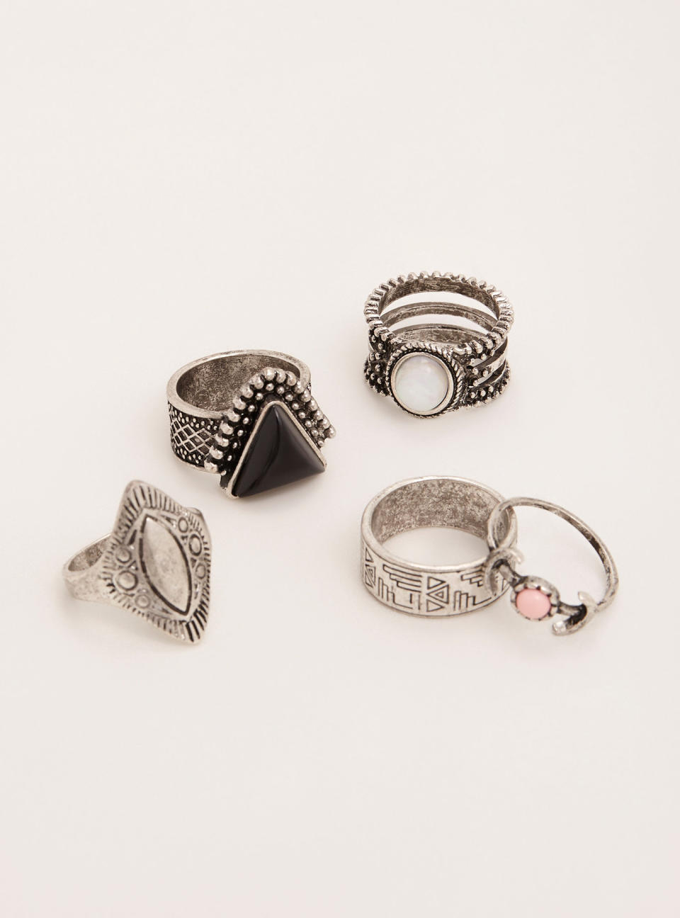 Get the <a href="http://www.torrid.com/product/etched-boho-ring-set/10912728.html?cgid=accessories-jewelry" target="_blank">Torrid etched boho ring set</a>, $14.90