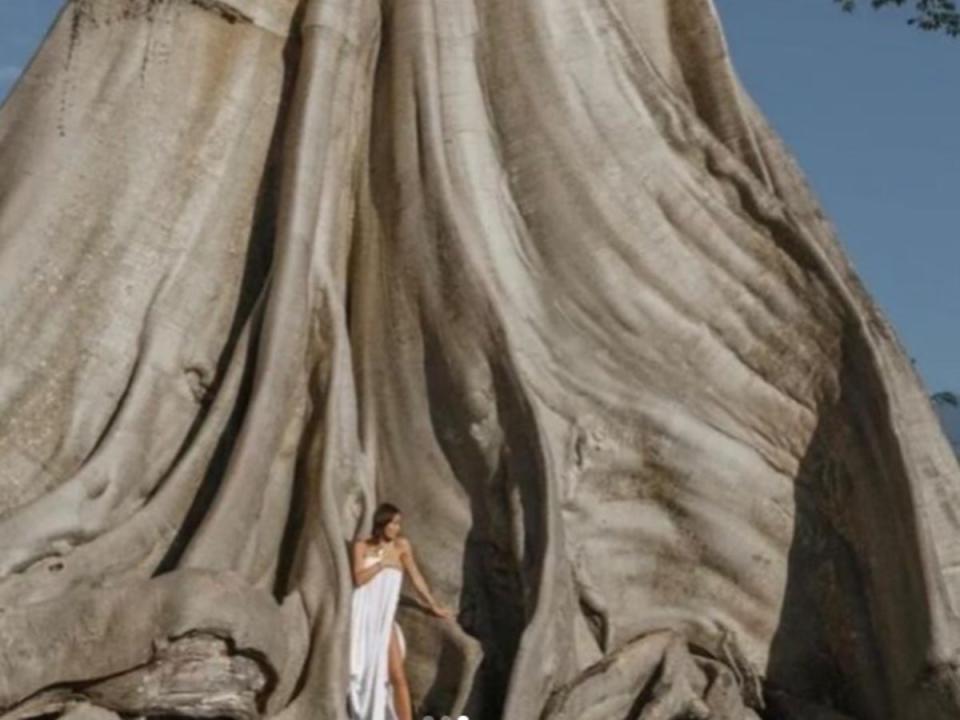 Ni Luh Djelantik, a social media activist in Indonesia posted a photo of the Russian tourist [pictured above] who posed nude in front of the sacred, ancient tree in Bali (Ni Luh Djelantik /Instagram)