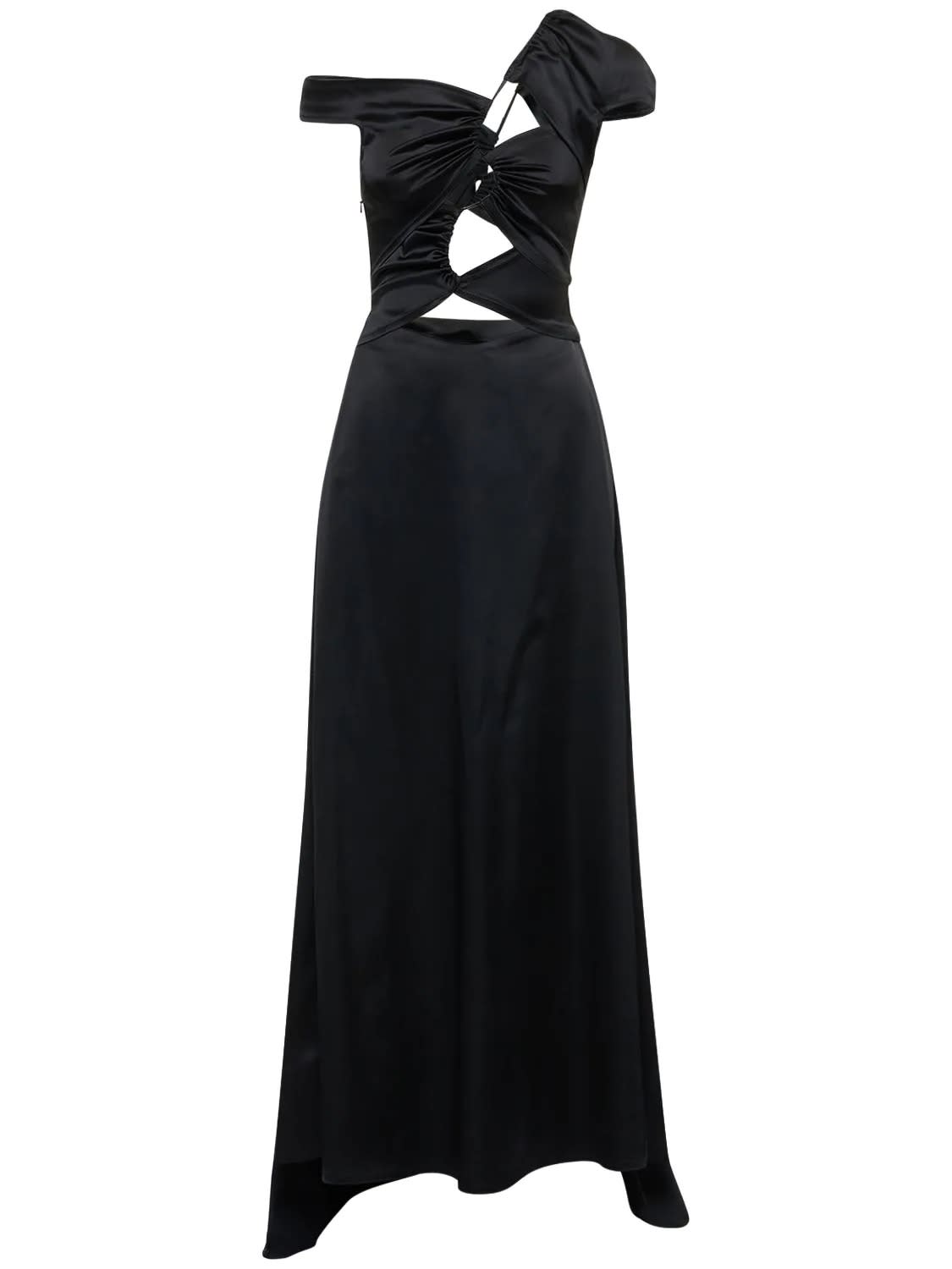 Sid Neigum, Stretch Satin cutout Long Dress. - Credit: Courtesy Image.