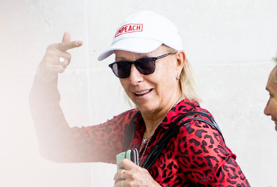 Tuesday was not the first time Martina Navratilova wore her "Impeach" hat in public. (Getty)