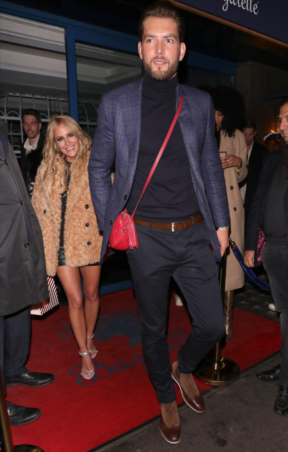 2019: Caroline Flack and Lewis Burton leaving Bagatelle restaurant after celebrating her 40th Birthday (SplashNews.com)