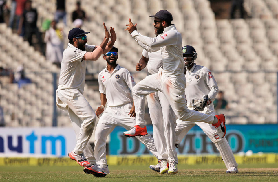 Indian cricketers celebrate n Kolkata, India