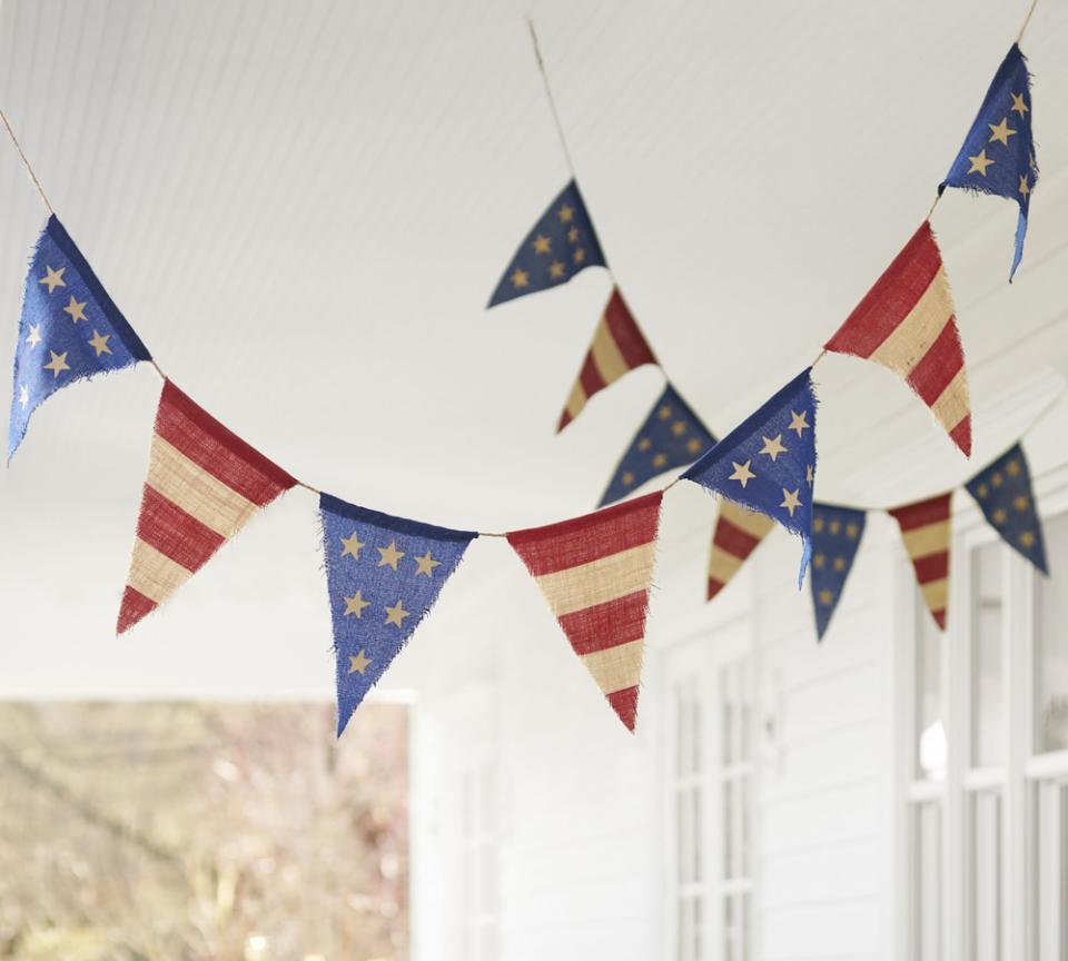 <p><a href="https://go.redirectingat.com?id=74968X1596630&url=https%3A%2F%2Fwww.potterybarn.com%2Fproducts%2Foutdoor-fourth-july-burlap-party-banner-su-2013%2F%3Fpkey%3Dcstars-stripes&sref=https%3A%2F%2Fwww.housebeautiful.com%2Fentertaining%2Fholidays-celebrations%2Fg27377832%2Fmemorial-day-decorations%2F" rel="nofollow noopener" target="_blank" data-ylk="slk:Shop Now;elm:context_link;itc:0;sec:content-canvas" class="link ">Shop Now</a></p><p>Liberty Burlap Party Banner</p><p>$29.50</p><p>Pottery Barn</p><span class="copyright">Pottery Barn</span>