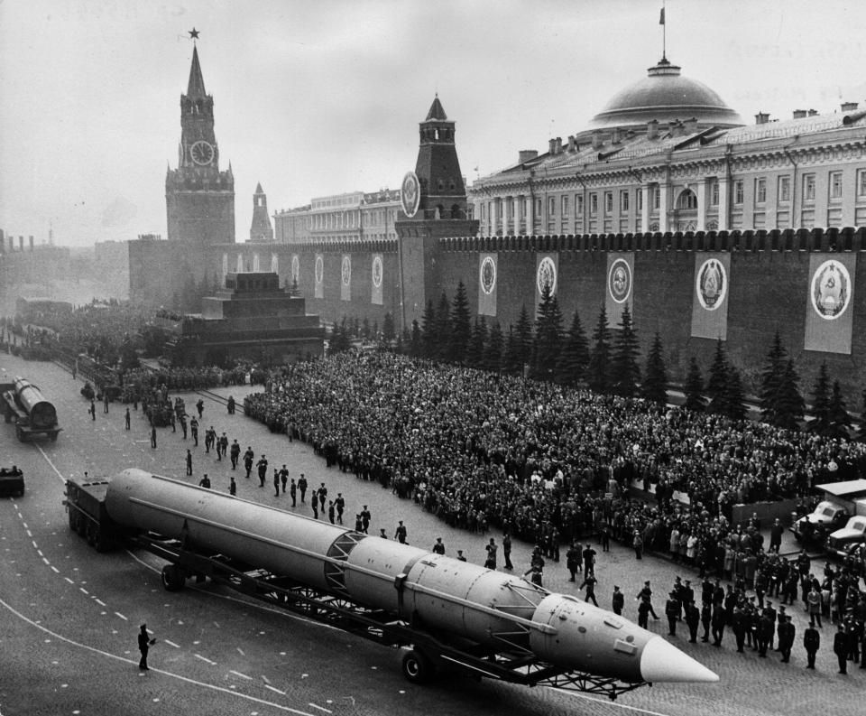 Soviet Russia Moscow Red Square ICBM missile