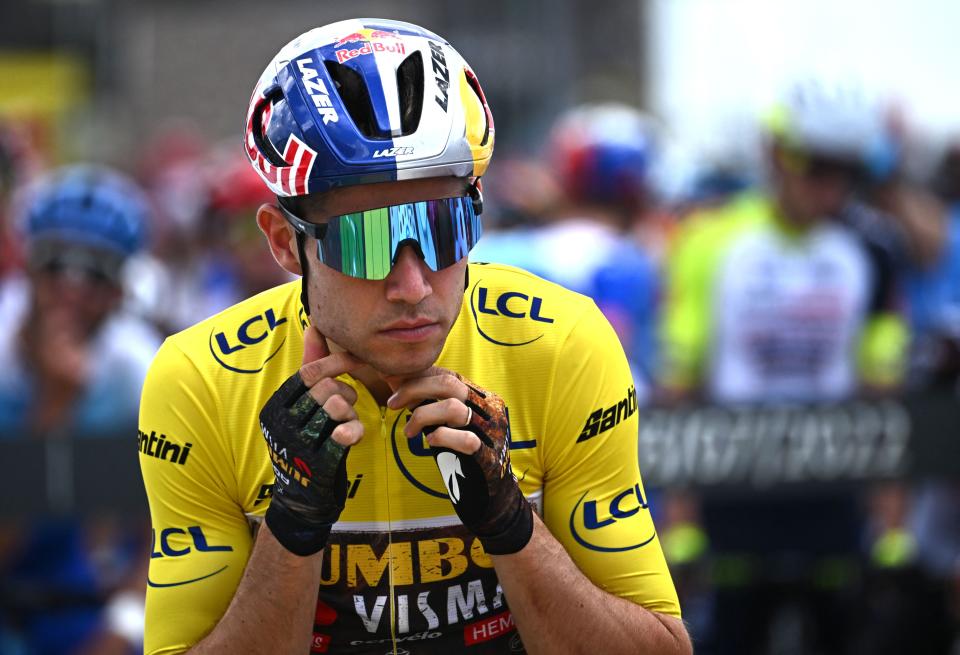 Wout van Aert wears overall yellow today (AFP via Getty Images)