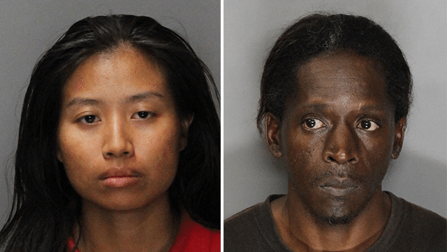 Angela Phakhin, 27, and her boyfriend Untwan Smith, 46, arrested on Wednesday after being charged with child endangerment and conspiracy in Rancho Cordova, California.