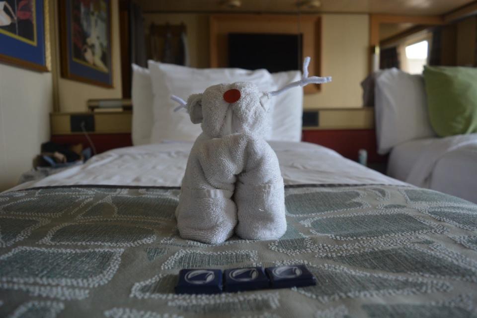 towel animal on bed