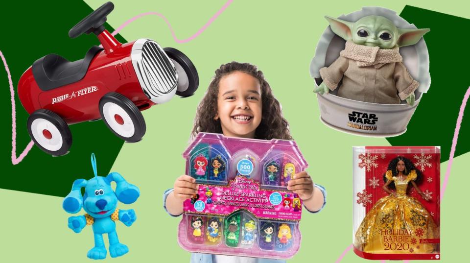 These are the top toys your kids will want on their wish list this year, including a holiday edition of Barbie and Baby Yoda plush.  (Photo: HuffPost )