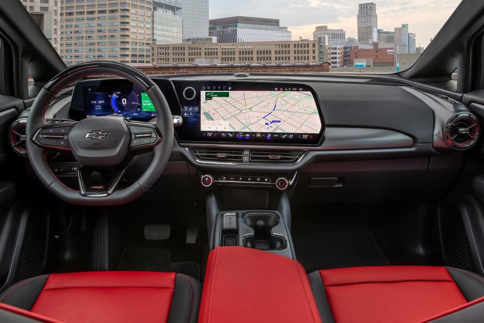 Interior view of front cabin in a 2024 Chevrolet Equinox EV RS.