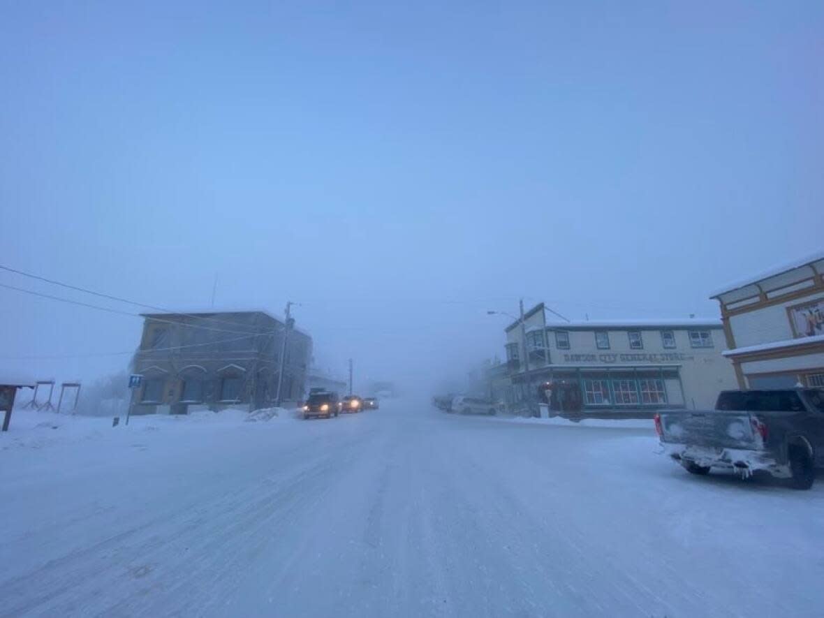 Dawson City, Yukon, on Dec. 23, when the temperature was around -41 C. The community was one of several in the Yukon that saw power outages during the cold snap. (Chris MacIntyre/CBC - image credit)