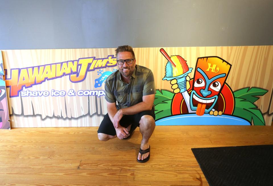 Hawaiian Jim's Shave Ice has a new home in its 35th season at York Beach. Trevor Fitzgerald is at the shop which was the former space of Wiggley Bridge Distillery on Railroad Avenue.