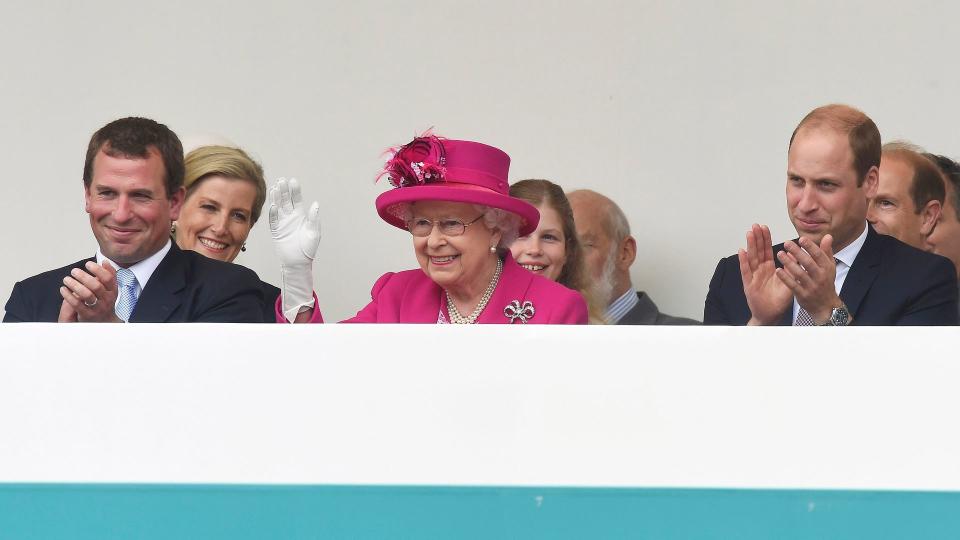 Princess Anne's son alongside the late Queen and his cousin Prince William