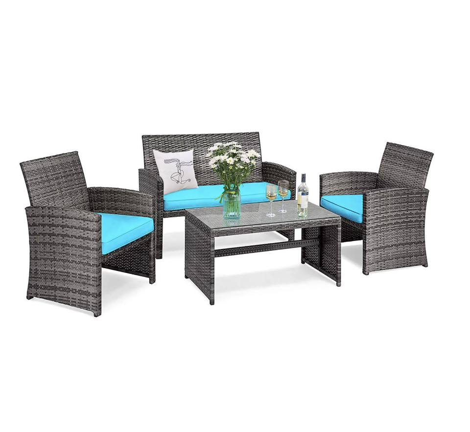 <p><a href="https://go.redirectingat.com?id=74968X1596630&url=https%3A%2F%2Fwww.walmart.com%2Fip%2FCostway-4PCS-Patio-Rattan-Furniture-Set-Conversation-Glass-Table-Top-Cushioned-Sofa-Outdoor-Turquoise%2F787827695&sref=https%3A%2F%2Fwww.goodhousekeeping.com%2Flife%2Fmoney%2Fg60700603%2Fbest-walmart-deals-may-2024%2F" rel="nofollow noopener" target="_blank" data-ylk="slk:Shop Now;elm:context_link;itc:0;sec:content-canvas" class="link ">Shop Now</a></p><p>Four-Piece Rattan Furniture Set</p><p>walmart.com</p><p>$219.99</p>