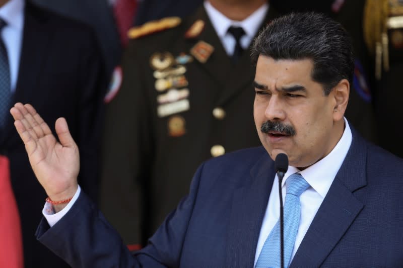 Venezuela's President Maduro holds a news conference at Miraflores Palace in Caracas