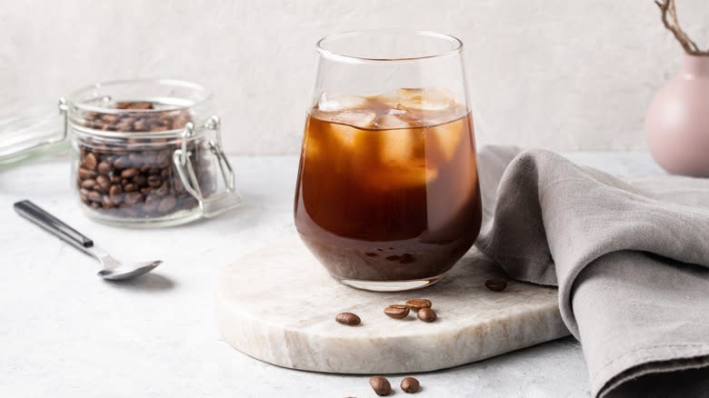 glass of iced black coffee