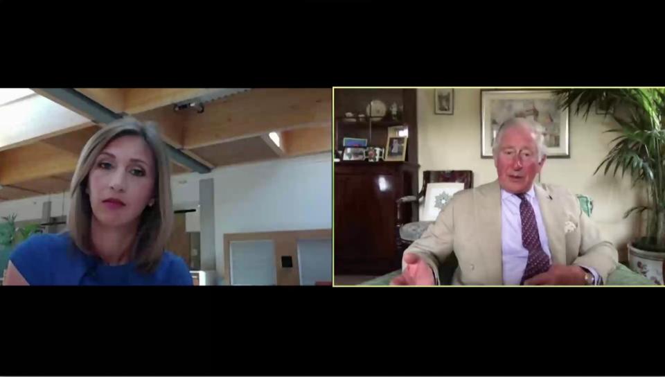 Sky News royal correspondent Rhiannon Mills interviewed Charles over videocall (PA)