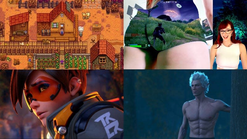 Image: ConcernedApe, Blizzard Entertainment, Larian Studios, Respawn, Concerned Ape, Insomniac Games / Marvel / Hasbro / Scopely / Kotaku, Flying Wild Hog, Screenshot: Morgpie / Twitch / Kotaku, Larian Studios / Kotaku