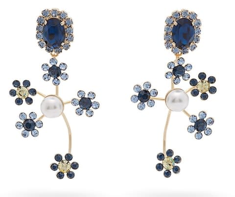 erdem crystal pearl flower earrings