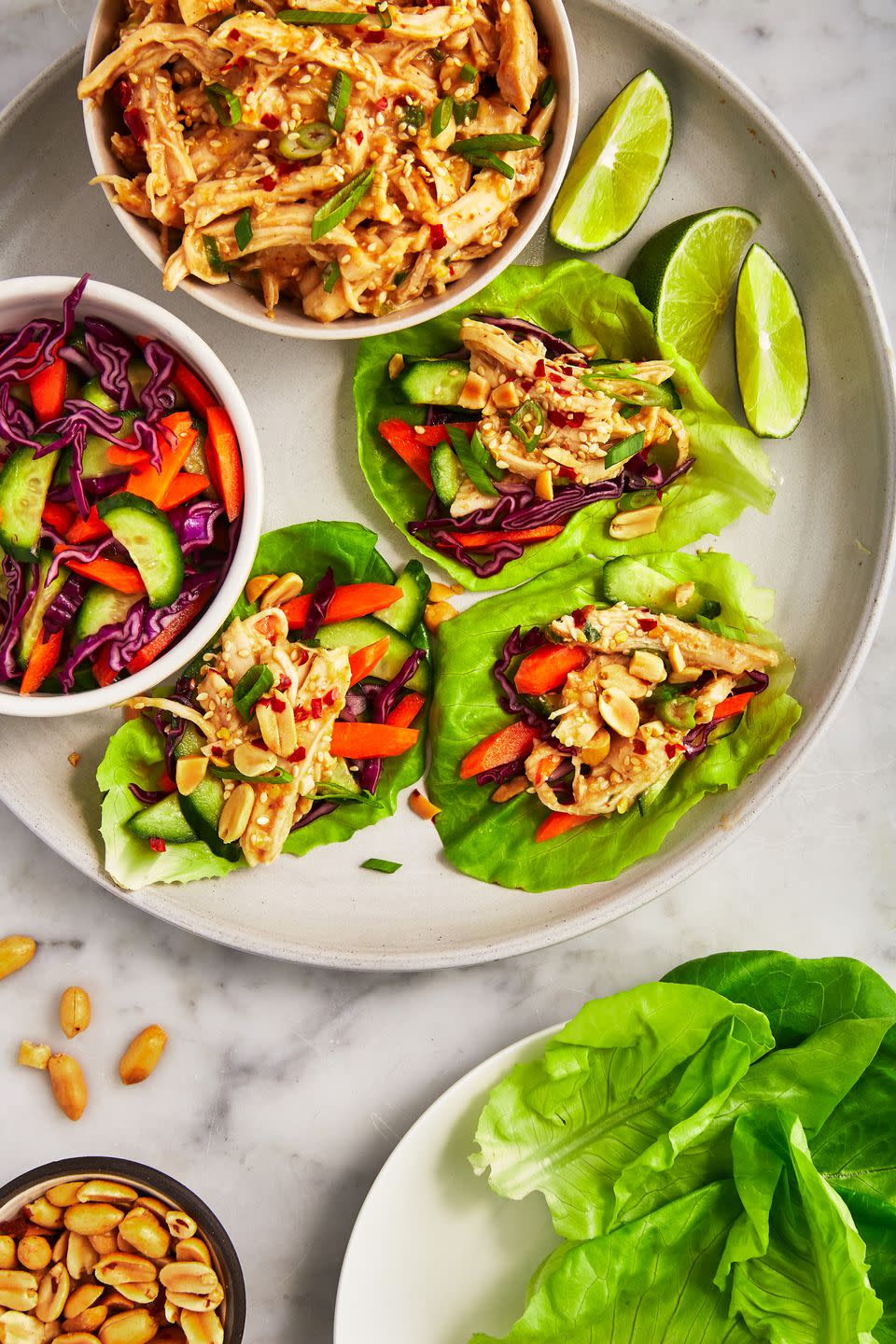 peanut sesame chicken lettuce wraps