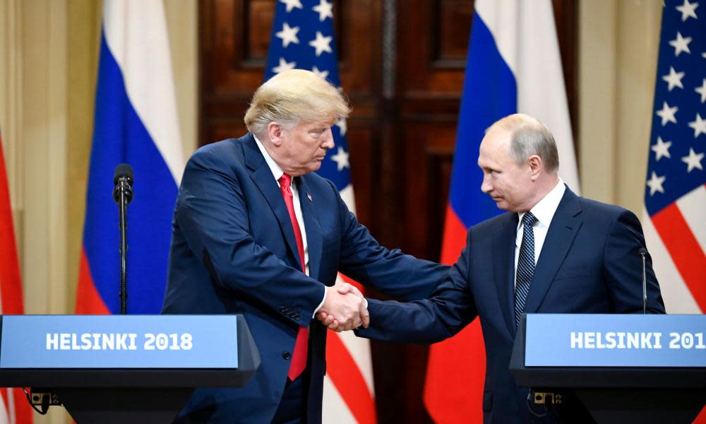  Donald Trump and Vladimir Putin shakes hands in Helsinki.