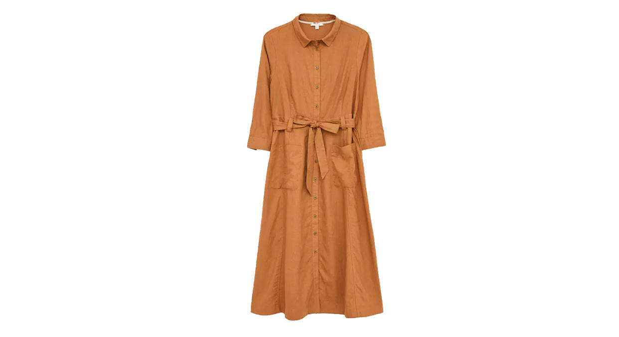 White Stuff Ignes Linen Blend Shirt Dress