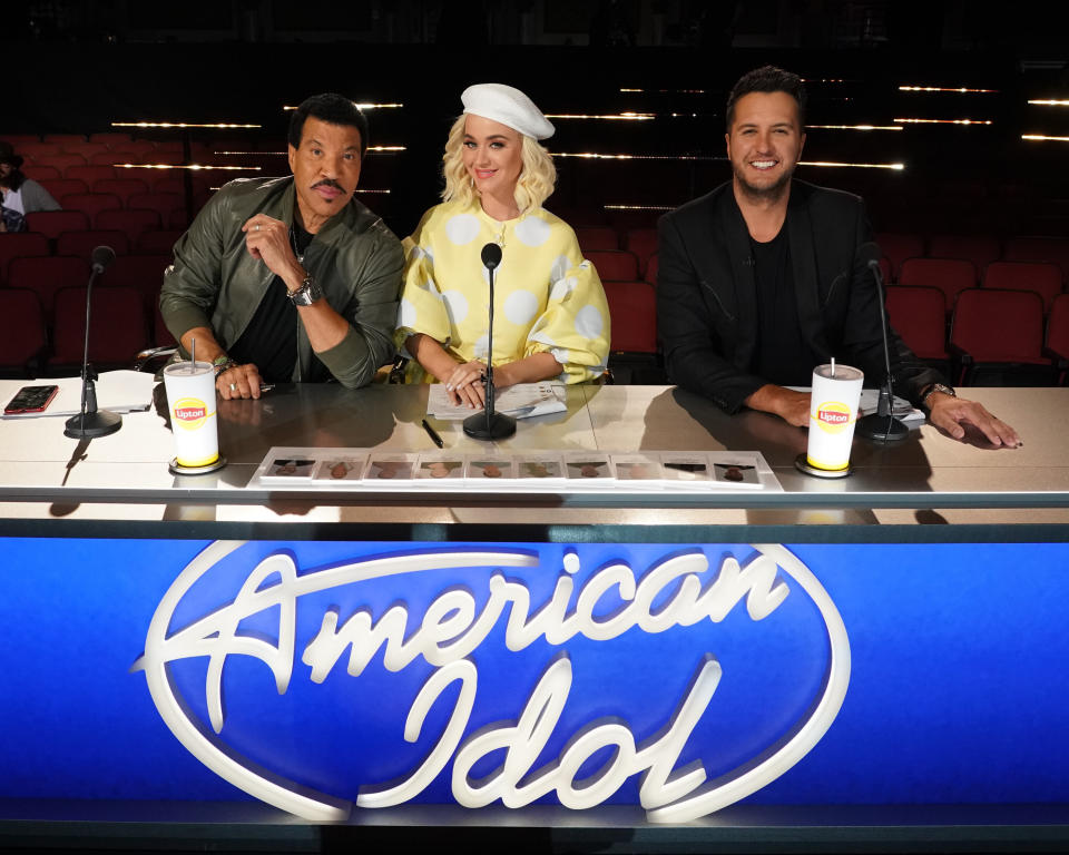 Bryan sits at the "American Idol" judges' table alongside Lionel Richie and Katy Perry. (Photo: Eric McCandless via Getty Images)