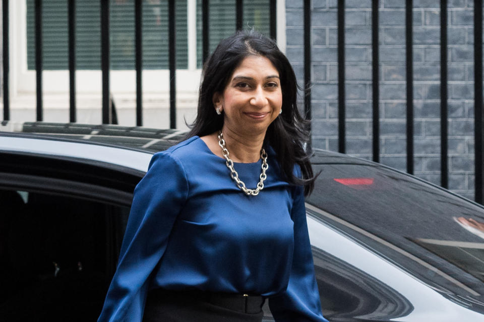 LONDON, UNITED KINGDOM - MAY 23, 2023: Secretary of State for the Home Department Suella Braverman arrives in Downing Street to attend the weekly Cabinet meeting in London, United Kingdom on May 23, 2023. (Photo credit should read Wiktor Szymanowicz/Future Publishing via Getty Images)