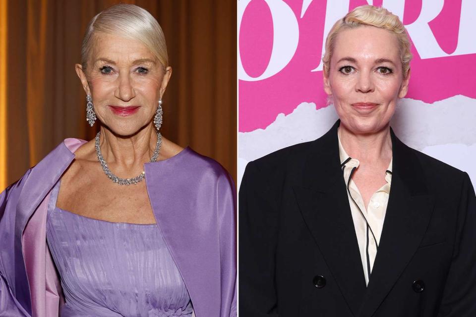 <p>Jason Armond/Getty;Pascal Le Segretain/Getty</p> Helen Mirren in Los Angeles on Jan. 7, 2024; Olivia Colman in Paris on Feb. 14, 2024